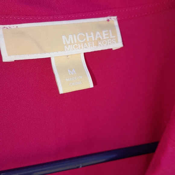 NWOT Michael Kors Womens M Magenta Long Sleeve  Blazer with Gold Details - Picture 2 of 4